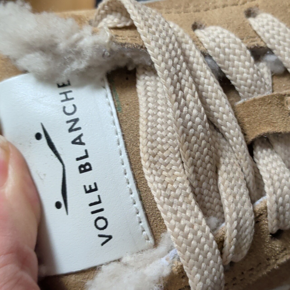 Voile Blanche Tan Suede Shearling Lined Sneakers Women's Size 39 - Picture 2 of 6